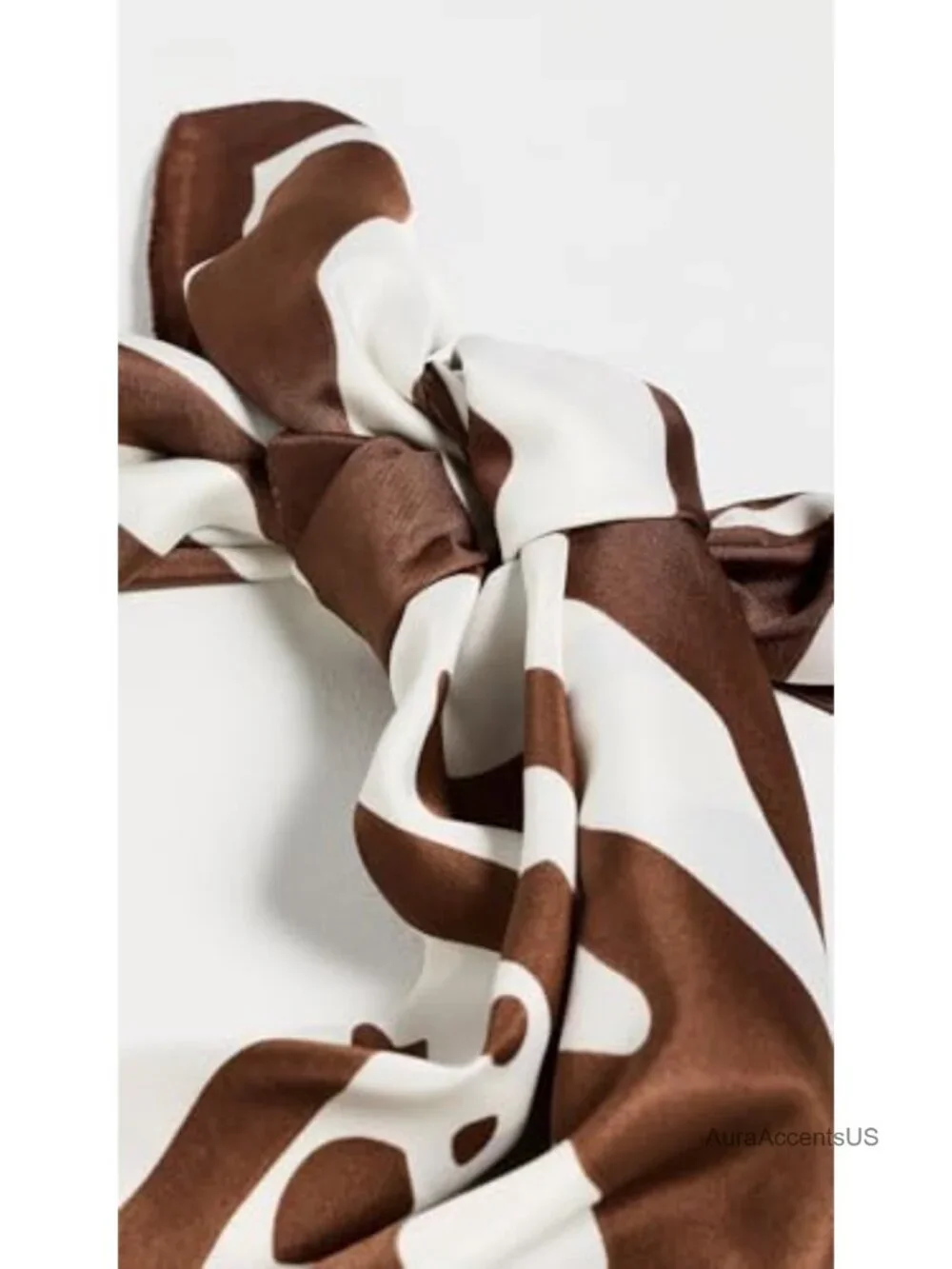 Oversized Zebra Print Satin Square Scarf with Logo Emblem